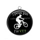 Pendentif Cabochon Argent - j'peux pas j'ai VTT