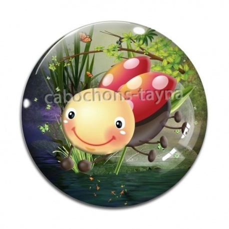 Cabochon Verre - coccinelle