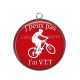 Pendentif Cabochon Argent - j'peux pas j'ai VTT