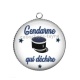 Pendentif Cabochon Argent - gendarme qui déchire