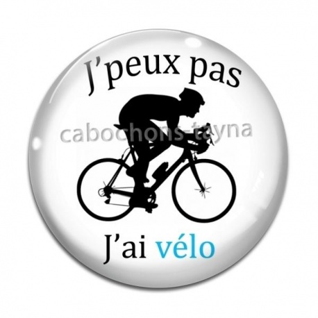 Cabochon Verre - j'peux pas j'ai vélo