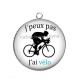 Pendentif Cabochon Argent - j'peux pas j'ai vélo
