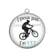 Pendentif Cabochon Argent - j'peux pas j'ai VTT