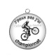 Pendentif Cabochon Argent - j'peux pas j'ai championnat