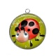 Pendentif Cabochon Argent - coccinelle