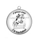 Pendentif Cabochon Argent - j'peux pas j'ai équitation