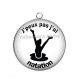 Pendentif Cabochon Argent - j'peux pas j'ai natation
