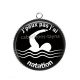 Pendentif Cabochon Argent - j'peux pas j'ai natation