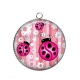 Pendentif Cabochon Argent - coccinelle