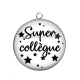 Pendentif Cabochon Argent - super collègue