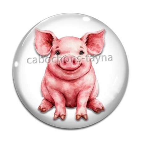 Cabochon Verre - cochon