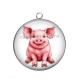 Pendentif Cabochon Argent - cochon