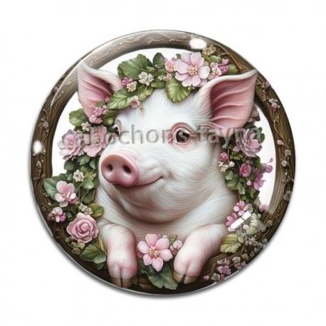 Cabochon Verre - cochon