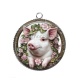 Pendentif Cabochon Argent - cochon