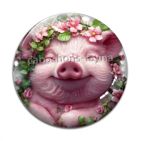 Cabochon Verre - cochon
