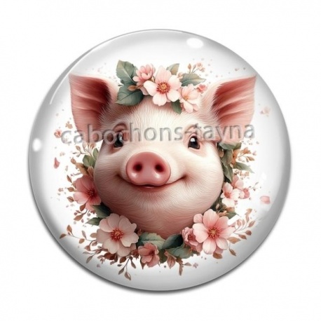 Cabochon Verre - cochon