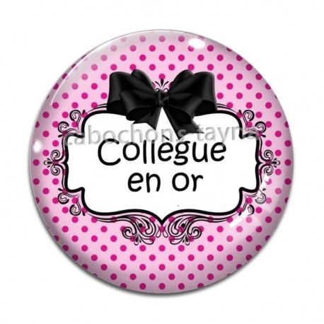 Cabochon Verre - collègue en or