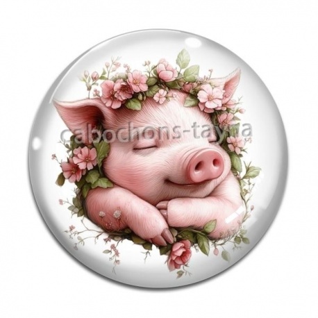 Cabochon Verre - cochon