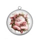 Pendentif Cabochon Argent - cochon