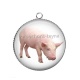 Pendentif Cabochon Argent - cochon