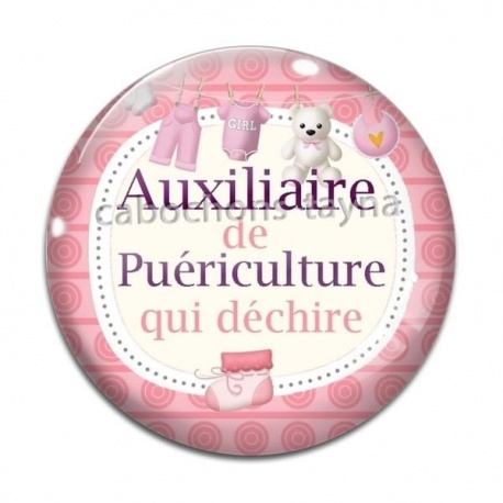 Cabochon Verre - auxiliaire de puériculture qui déchire