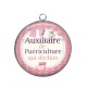 Pendentif Cabochon Argent - auxiliaire de puériculture qui déchire