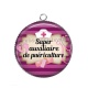 Pendentif Cabochon Argent - super auxiliaire de puériculture