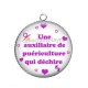 Pendentif Cabochon Argent - une auxiliaire de puériculture qui déchire