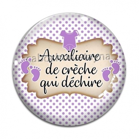 Cabochon Verre - auxiliaire de crèche qui déchire