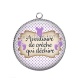 Pendentif Cabochon Argent - auxiliaire de crèche qui déchire