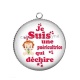 Pendentif Cabochon Argent - je suis une puéricultrice qui déchire