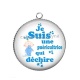 Pendentif Cabochon Argent - je suis une puéricultrice qui déchire
