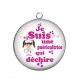 Pendentif Cabochon Argent - je suis une puéricultrice qui déchire