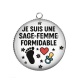 Pendentif Cabochon Argent - je suis une sage femme formidable