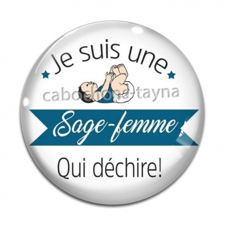 Cabochon Verre - sage femme qui déchire