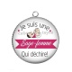 Pendentif Cabochon Argent - sage femme qui déchire