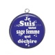 Pendentif Cabochon Argent - je suis une sage femme qui déchire