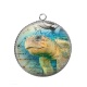 Pendentif Cabochon Argent - tortue