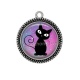 Pendentif Cabochon Argent - chat 