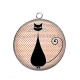 Pendentif Cabochon Argent - chat 