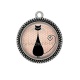 Pendentif Cabochon Argent - chat 