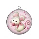 Pendentif Cabochon Argent - souris