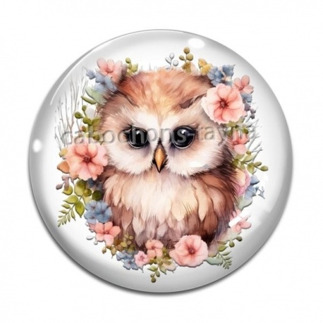 Cabochon Verre - chouette