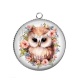 Pendentif Cabochon Argent - chouette