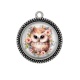 Pendentif Cabochon Argent - chouette