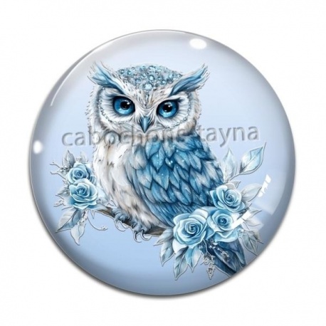 Cabochon Verre - chouette