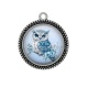 Pendentif Cabochon Argent - chouette
