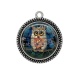 Pendentif Cabochon Argent - chouette