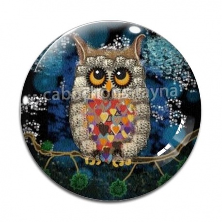 Cabochon Verre - chouette