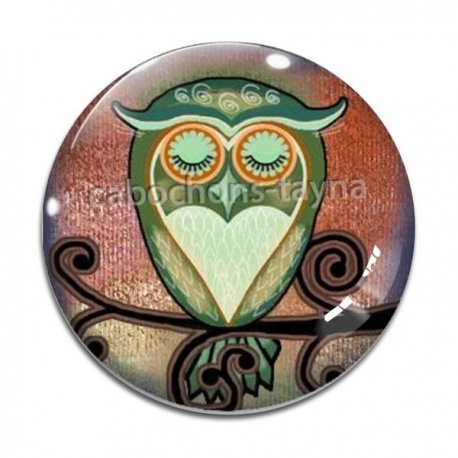 Cabochon Verre - chouette